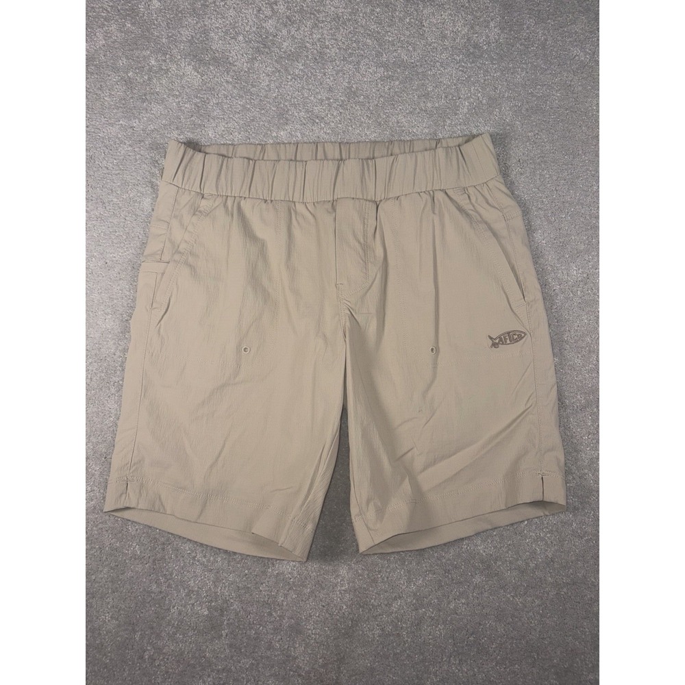 AFTCO Women's Beige Shorts Small Elastic Waist Pockets Fishing Nylon